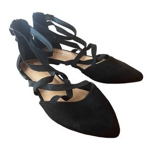 Torrid Elastic Strap Pointed Toe Flat in Black Women's 10WW